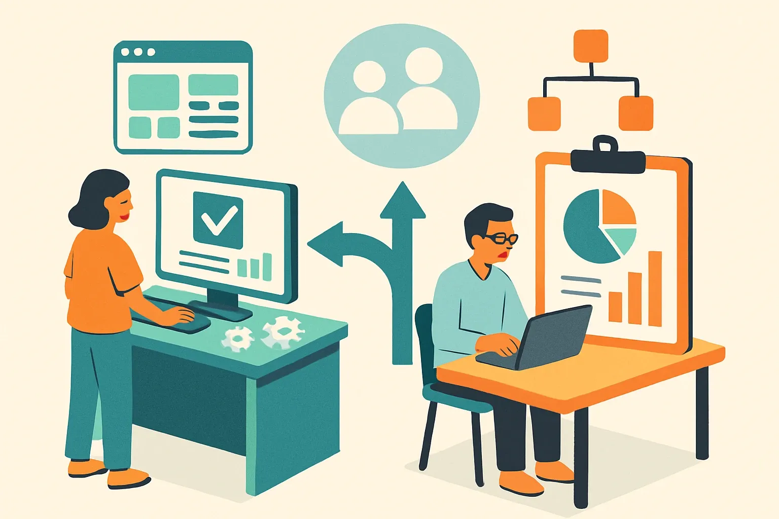 Generate an illustration for an article following this concept:

Self‑Serve EPD Platforms vs LCA Software for Pros
If your team already models LCAs in tools like Sphera or openLCA, the decision is no longer “how do we make an EPD” but “where should the work live.” Classic LCA software gives maximal freedom. Self‑serve EPD platforms add verified templates, collaboration, and portfolio controls. The right pick hinges on how fast you need scenario answers, how often your models change, and who governs datasets and assumptions across product lines.

Ensure that you use no text, as this illustration will be used on international translations of the article..

Use an illustrative style (e.g. isometic) and don't generate in a photorealistic style.