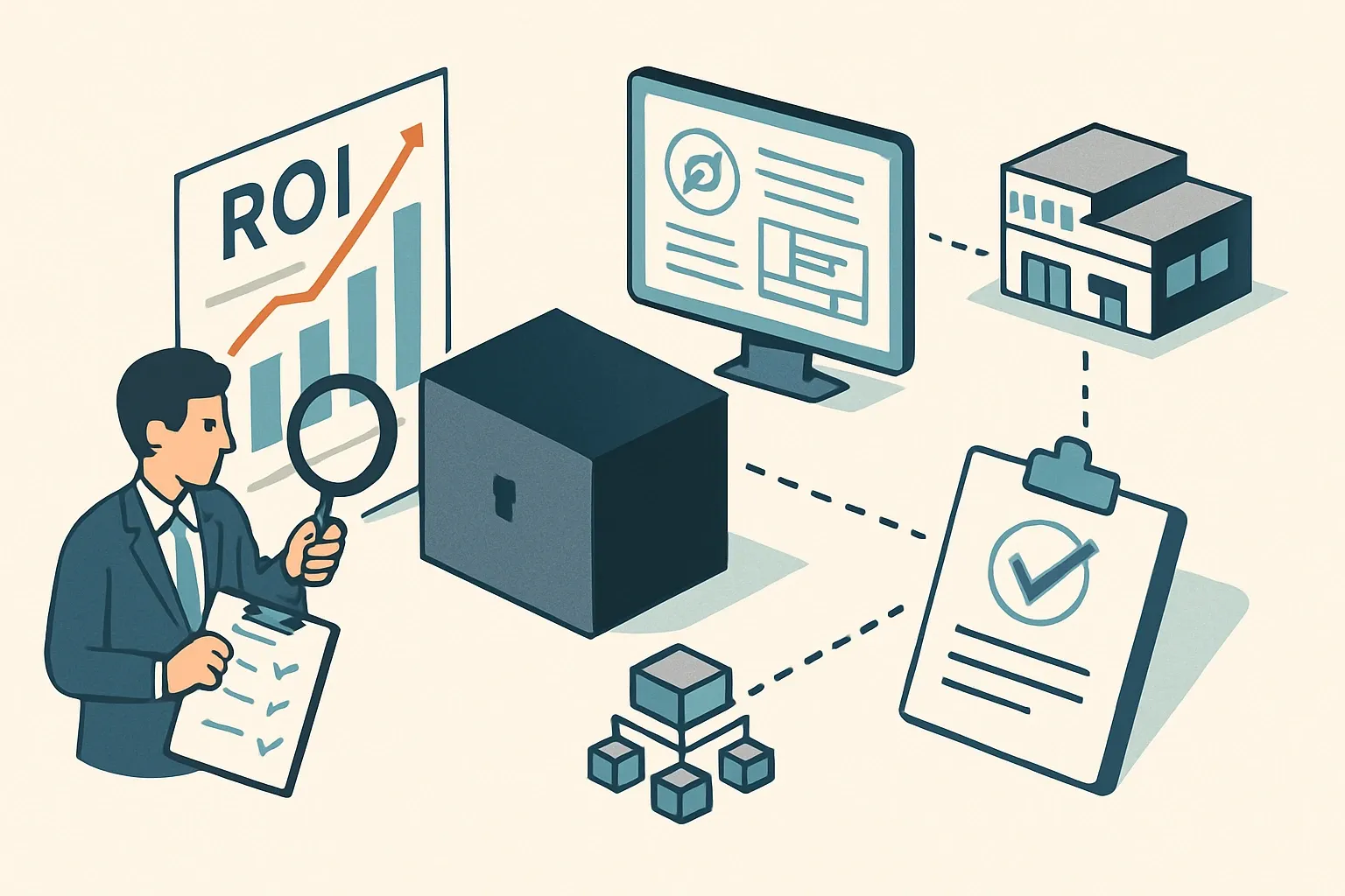Generate an illustration for an article following this concept:

Measuring EPD ROI Without Spec Reps
Selling through distributors can turn EPD impact into a black box. Specs get written locally, submittals flow through dealers, and dashboards rarely connect the dots. The fix is not more noise. It is a simple data spine that tags EPD‑driven demand, shares clean documentation to the channel, and captures quick feedback when an EPD helps win or keep a project. Here is a practical playbook teams can run with lean resources and still look sharp to finance.

Ensure that you use no text, as this illustration will be used on international translations of the article..

Use an illustrative style (e.g. isometic) and don't generate in a photorealistic style.