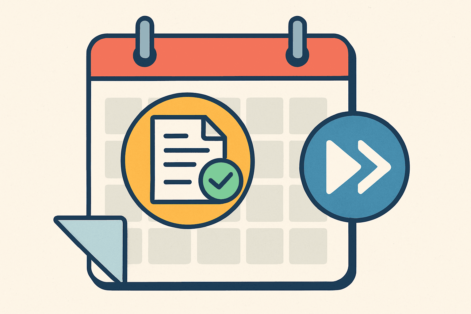 Calendar with a fast-forwarded timeline and one highlighted document