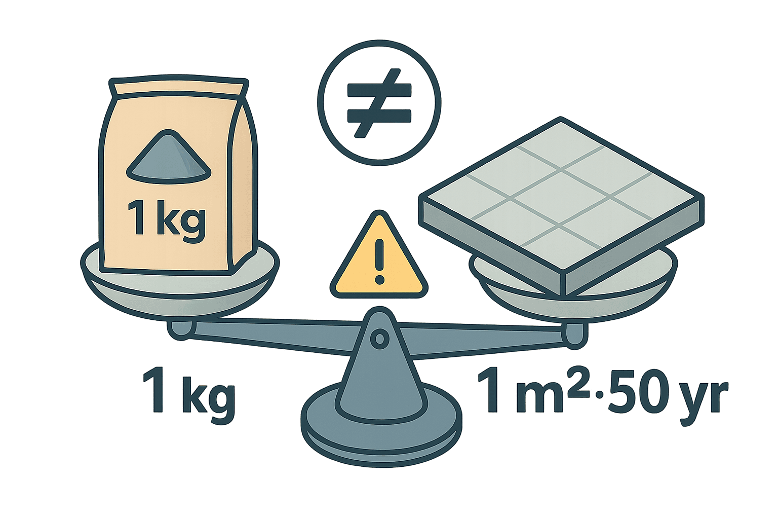 Scale with incorrect comparison between units of cement