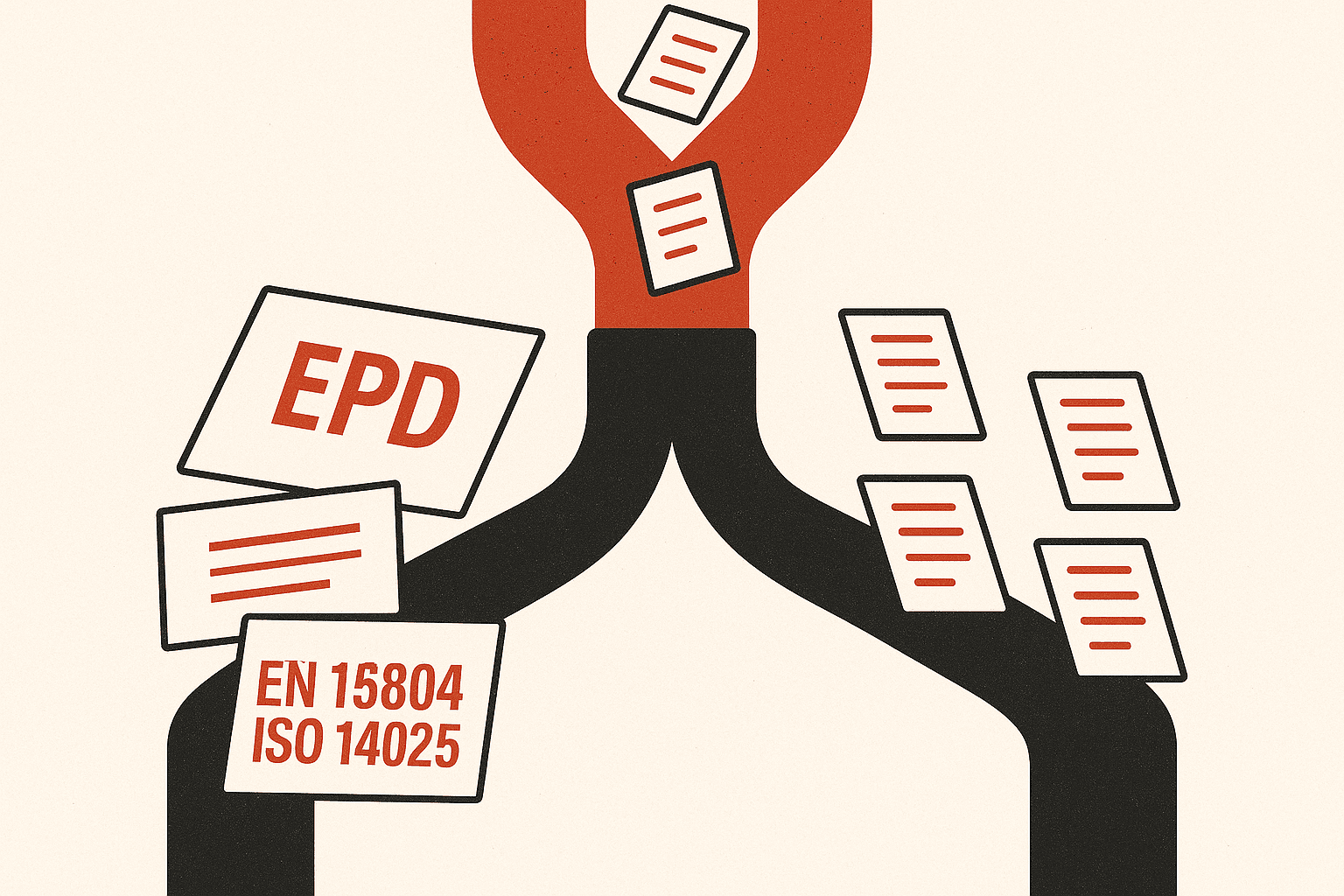 A pipe splitting between documents that contain words like EPDs and EN and ISO norms related to it and other documents