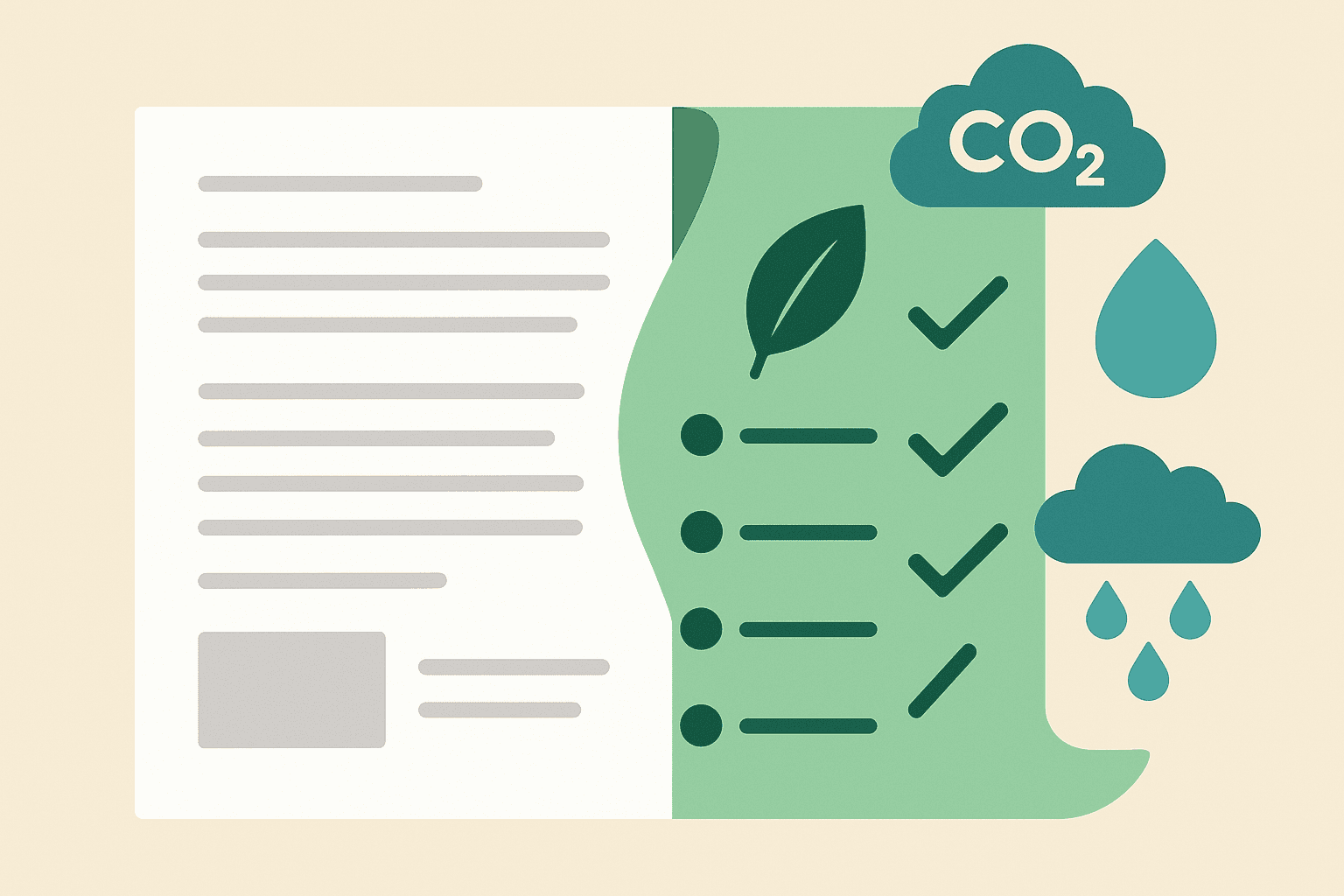 Spec sheet morphing into a checklist of sustainability icons