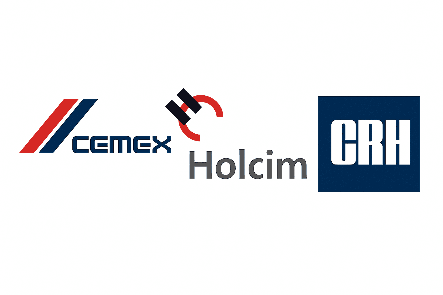 Side-by-side with icons for CEMEX, Holcim, and CRH