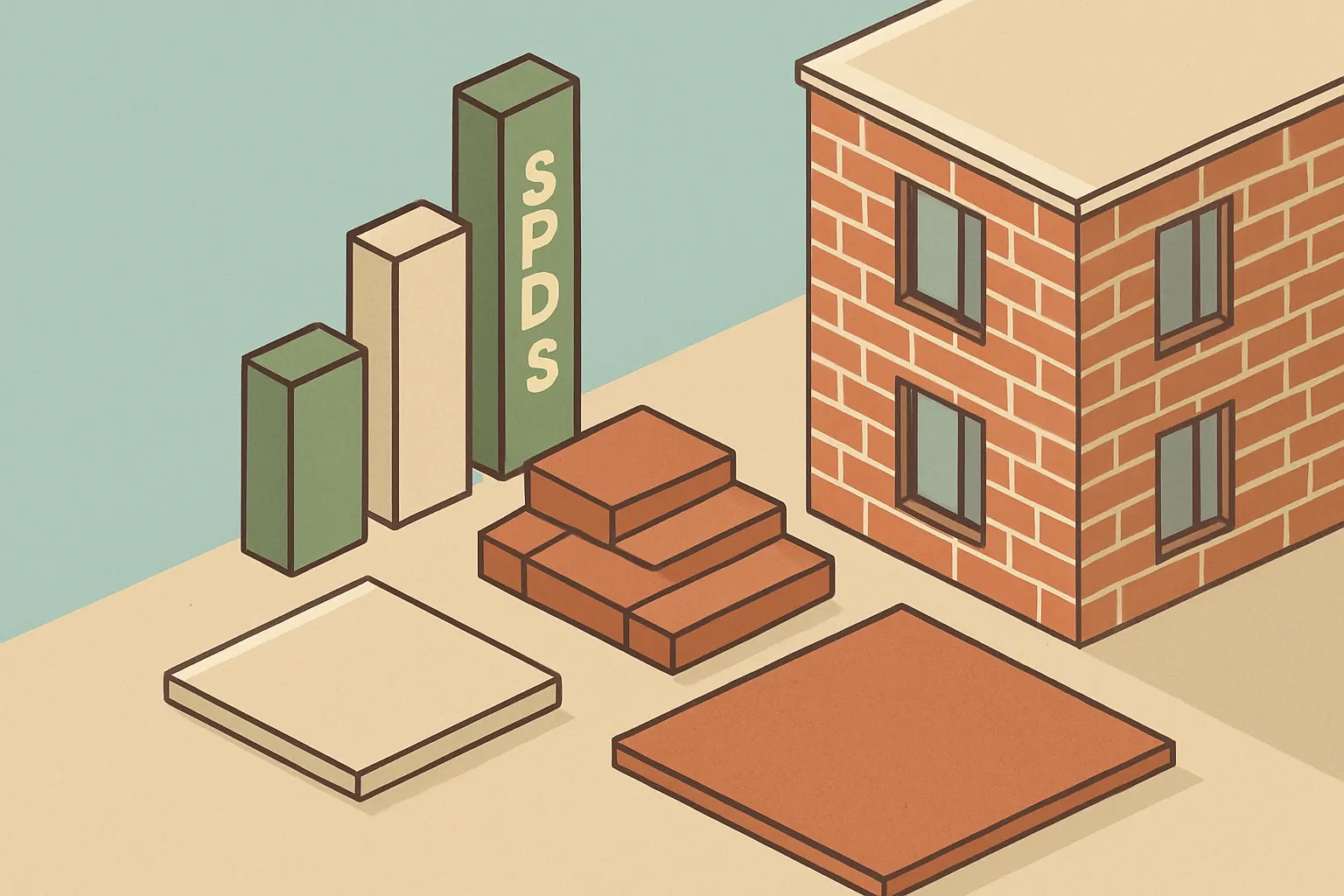 Generate an illustration for an article following this concept:

Ströher: products and EPD coverage at a glance
Specs keep asking for EPDs. Ströher makes a wide portfolio of extruded ceramics that regularly show up on façades, stairs, and outdoor areas. Here is how their range lines up with today’s EPD expectations, where coverage is solid, and where a product‑specific move could unlock more specs without price wrestling.

Ensure that you use no text, as this illustration will be used on international translations of the article..

Use an illustrative style (e.g. isometic) and don't generate in a photorealistic style.