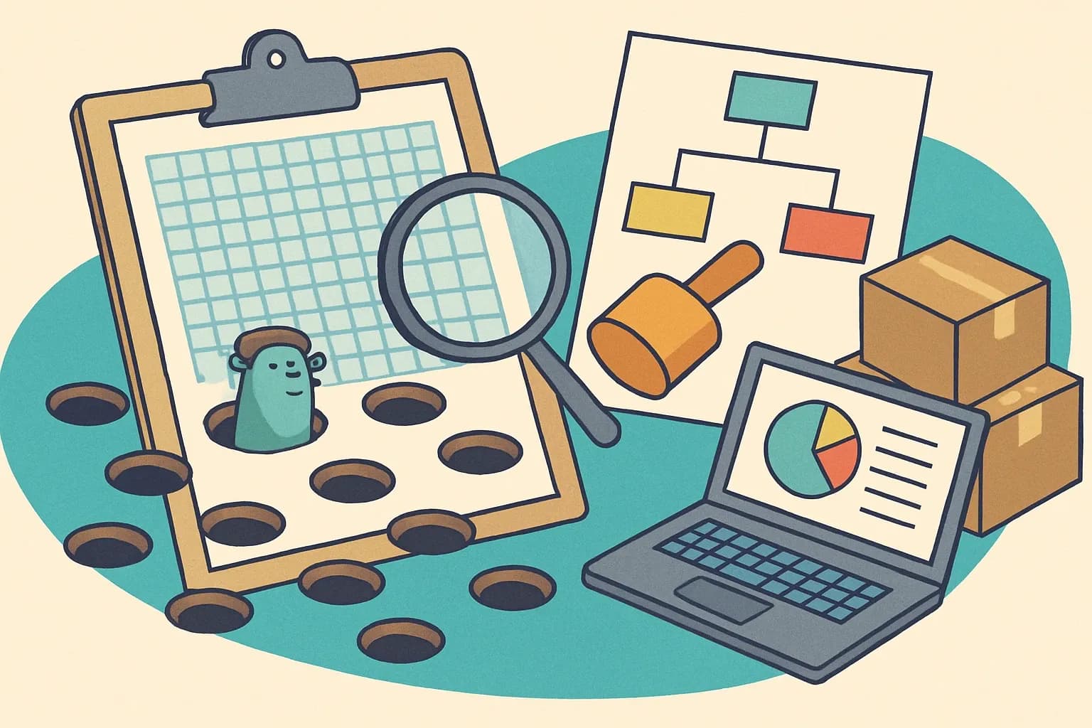 Generate an illustration for an article following this concept:

How Detailed Should Your BOM Be for EPDs?
If your BOM feels like a 10,000‑cell whack‑a‑mole, you are not alone. The trick is choosing where precision pays off and where smart generalization speeds you up without risking verifier pushback. Here is the practical line to walk so data flows cleanly into an LCA and returns a reliable, spec‑winning EPD.

Ensure that you use no text, as this illustration will be used on international translations of the article..

Use an illustrative style (e.g. isometic) and don't generate in a photorealistic style.