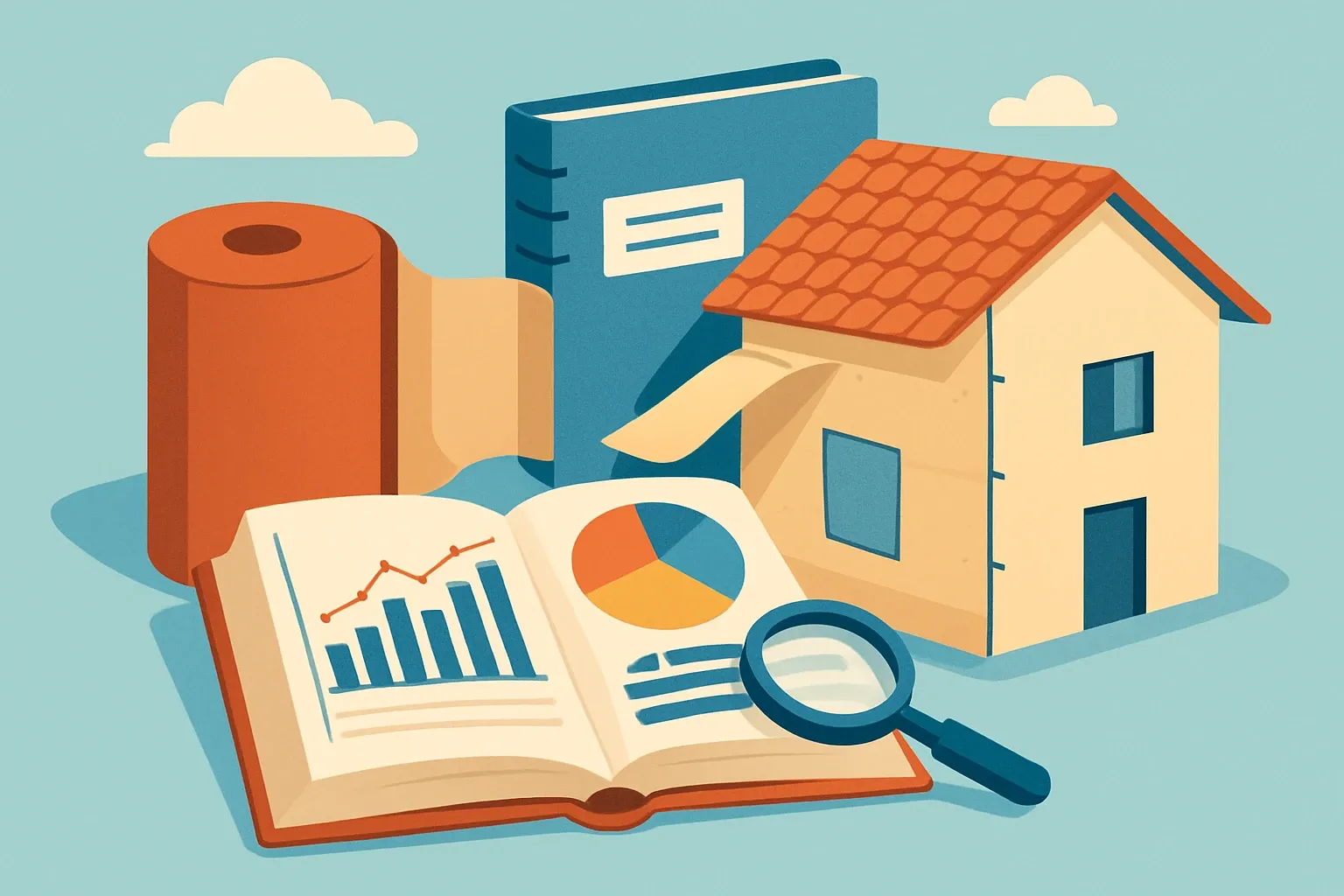 Generate an illustration for an article following this concept:

EPDs for Air Barriers in Europe: The Data Guide
Planning an EPD for an air barrier in 2026? Here is the definitive, numbers‑first read for membranes and wraps often called weather barriers, WRBs, vapor control layers, breather membranes, housewraps, and airtightness membranes. Use this to choose the right PCR, program operator, and timing for renewals without guesswork.

Ensure that you use no text, as this illustration will be used on international translations of the article..

Use an illustrative style (e.g. isometic) and don't generate in a photorealistic style.