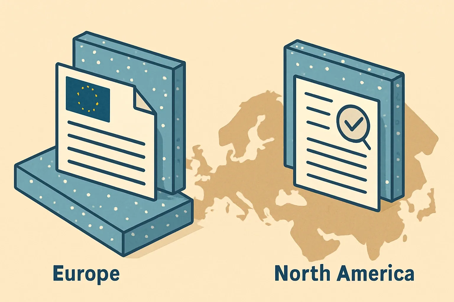Generate an illustration for an article following this concept:

Is there an industry‑wide EPD for EPS insulation?
Short answer for anyone searching “industry‑wide EPD EPS insulation” or “sector average EPD EPS”: Europe has one you can use. North America does not have a current association EPD for EPS, so teams rely on product‑specific EPDs. Here is the simple breakdown and why a product‑specific document usually wins more specs.

Ensure that you use no text, as this illustration will be used on international translations of the article..

Use an illustrative style (e.g. isometic) and don't generate in a photorealistic style.