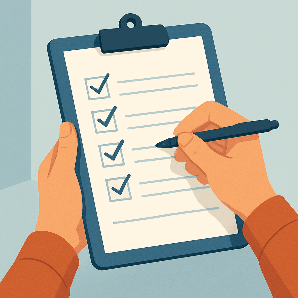 Person Holding a Checklist on a Clipboard