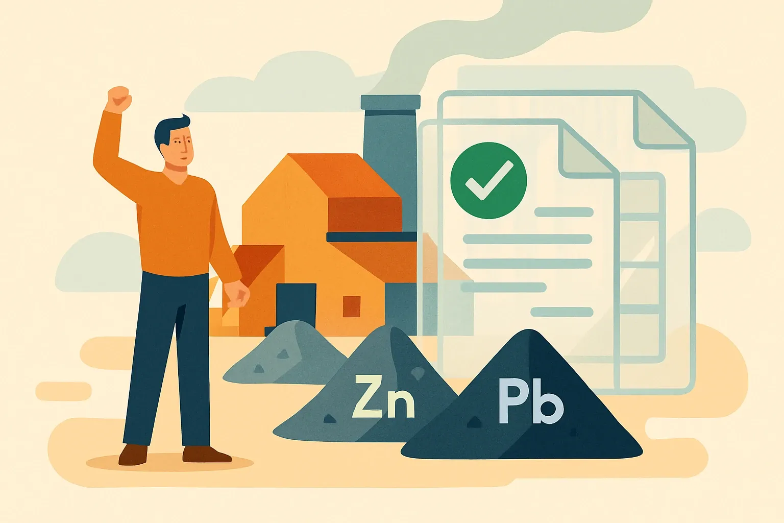 Generate an illustration for an article following this concept:

Congrats, Veliki Majdan: first EPDs now live
Veliki Majdan has entered the transparency arena with its first Environmental Product Declarations. Two declarations for zinc concentrate and lead concentrate, released in December 2025, give buyers and smelters clearer numbers to work with. It is a simple move with outsized commercial upside because transperency removes guesswork in bids and procurement.

Ensure that you use no text, as this illustration will be used on international translations of the article..

Use an illustrative style (e.g. isometic) and don't generate in a photorealistic style.