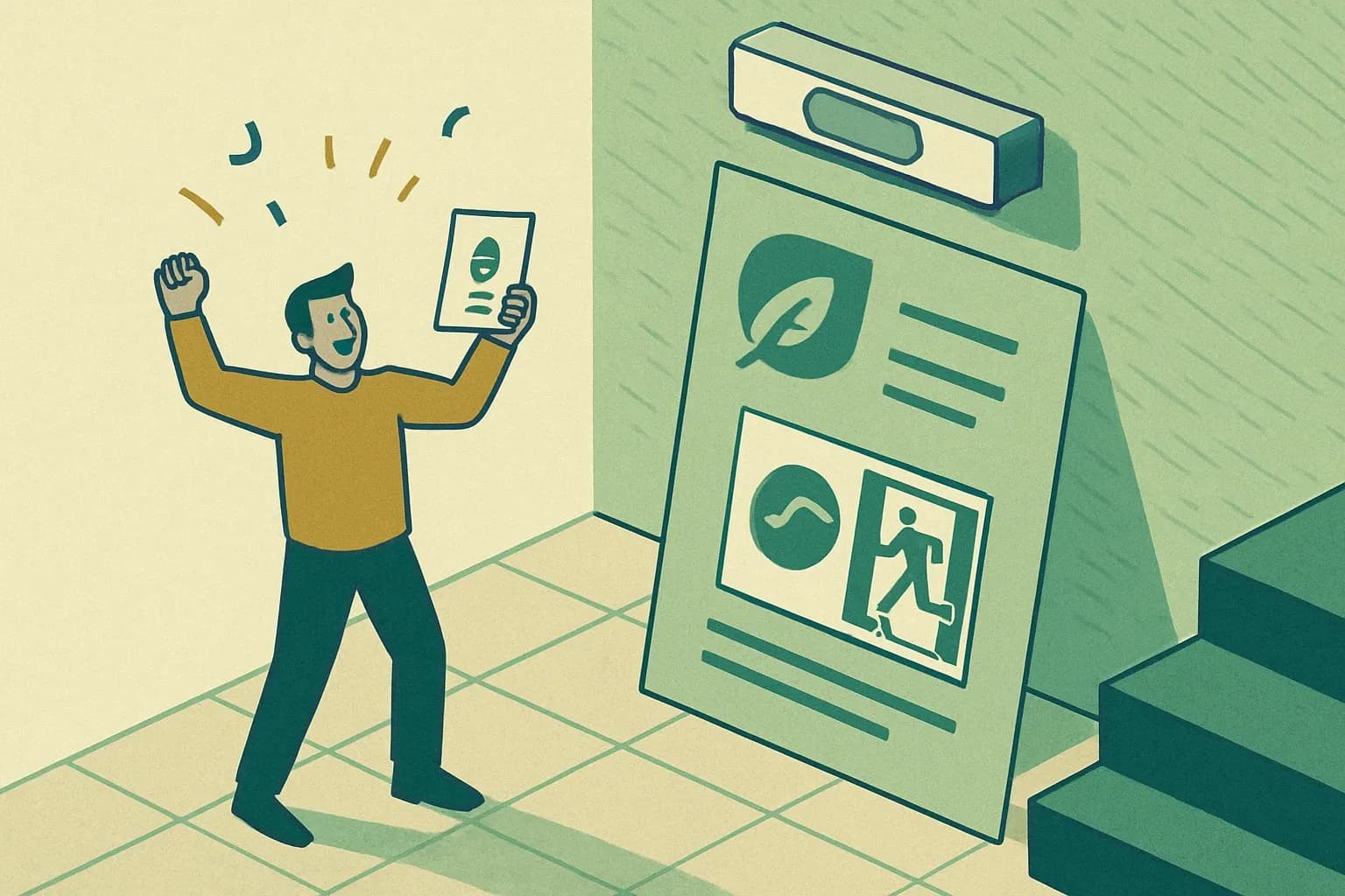 Generate an illustration for an article following this concept:

Congrats, Famostar enters the EPD arena
Emergency lighting belongs in every life‑safety spec. In January 2026, Famostar published its first Environmental Product Declaration, putting verified numbers behind a core egress luminaire and giving specifiers one more reason to keep the product in the submittal pack rather than swap it out late in design.

Ensure that you use no text, as this illustration will be used on international translations of the article..

Use an illustrative style (e.g. isometic) and don't generate in a photorealistic style.