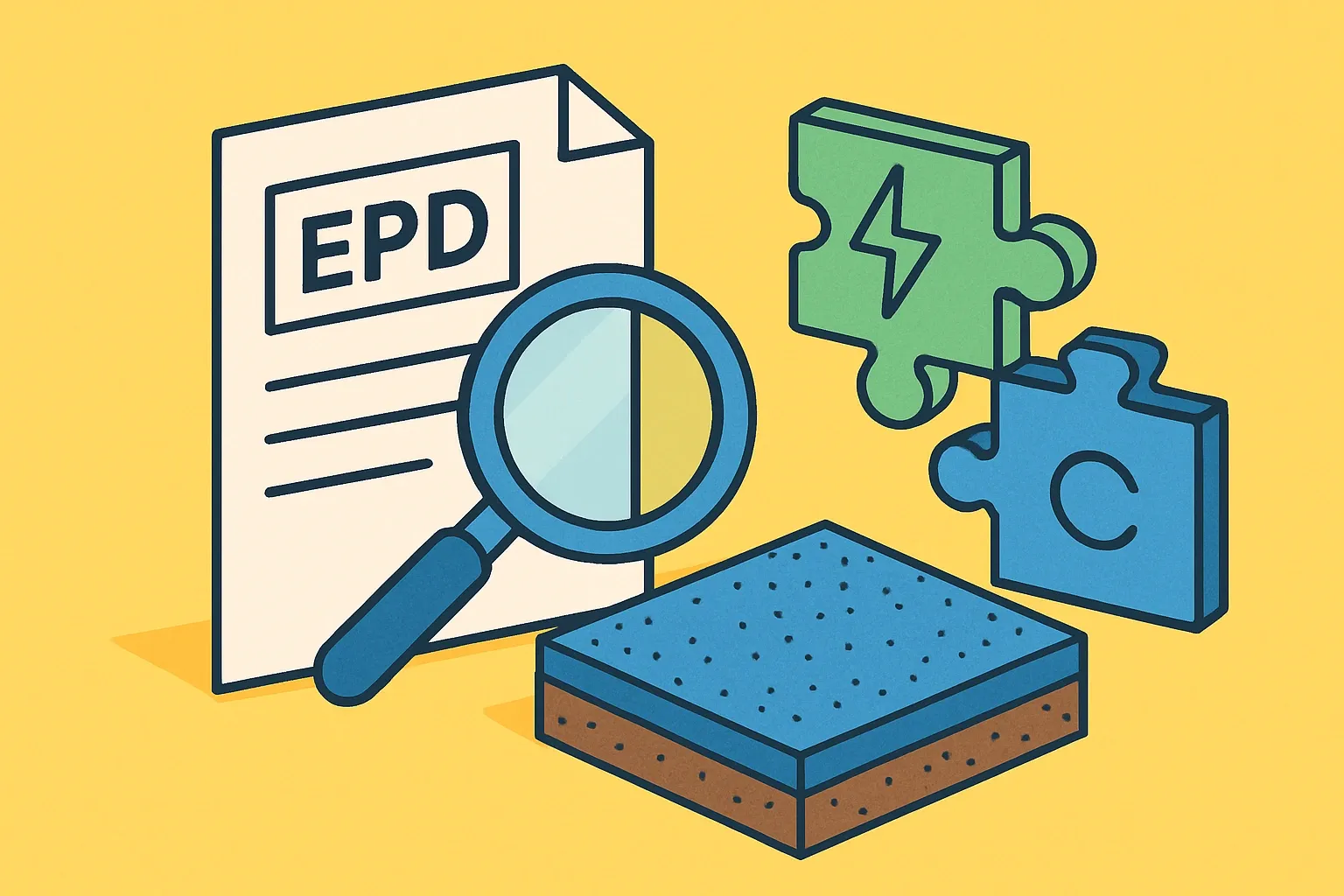 Generate an illustration for an article following this concept:

Is there an industry‑wide EPD for ESD flooring?
Short answer for anyone searching industry‑wide or sector average EPDs for ESD flooring systems: no dedicated, association‑backed EPD exists specifically for electrostatic dissipative or conductive flooring. Here is what does exist, what it covers, and how a product‑specific EPD helps you win specs.

Ensure that you use no text, as this illustration will be used on international translations of the article..

Use an illustrative style (e.g. isometic) and don't generate in a photorealistic style.
