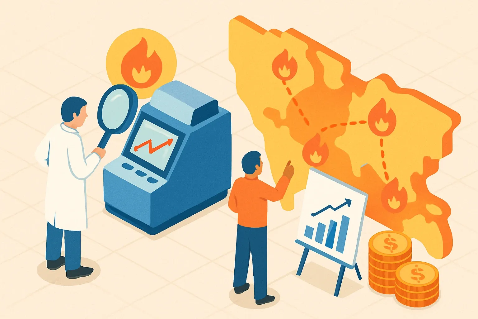 Generate an illustration for an article following this concept:

Turn PCR Sensitivity Into Real Hotspots and Wins
PCRs often require sensitivity analysis, yet many teams treat those extra model runs like deleted scenes on a DVD. Nice to have, rarely watched. The missed upside is real. When sensitivity work is structured and stored, it becomes a shortlist of plant investments that lower GWP, defend margins, and future‑proof specs as buyers compare EPD numbers line by line.

Ensure that you use no text, as this illustration will be used on international translations of the article..

Use an illustrative style (e.g. isometic) and don't generate in a photorealistic style.