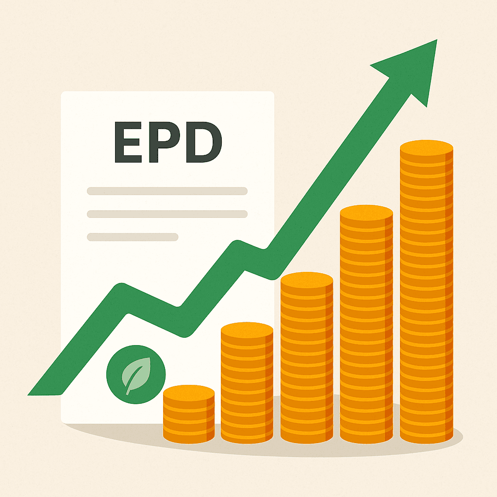 Animated money‑flow arrow emerging from EPD