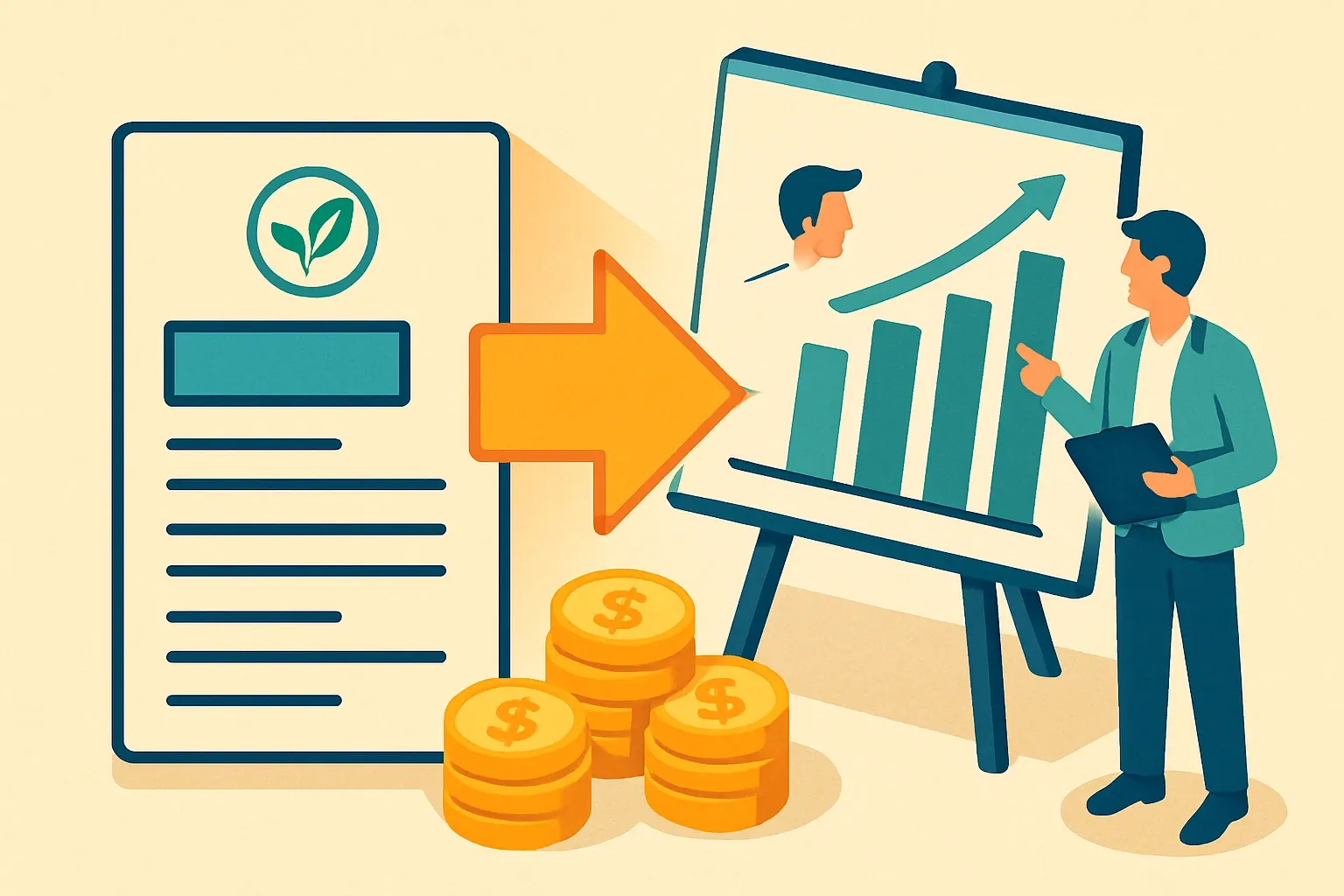 Generate an illustration for an article following this concept:

From static EPDs to spec‑winning sales tools
Most manufacturers earn verified EPDs then park them on a resources page. Meanwhile, project teams default to generic assumptions that quietly penalize products without product‑specific declarations. Treat the EPD like a revenue asset. Tie it to pipeline, coach sales on where it changes outcomes, and target pursuits where product‑specific EPDs are a gate to entry. The payoff shows up in shortlist rates, not just in a compliance folder.

Ensure that you use no text, as this illustration will be used on international translations of the article..

Use an illustrative style (e.g. isometic) and don't generate in a photorealistic style.