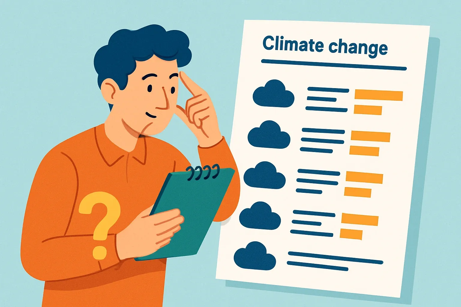 Generate an illustration for an article following this concept:

EF 3.x GWP splits, explained for real work
EPDs that follow EF 3.x and EN 15804+A2 now show climate change in several rows, not one. That split is useful, yet it often triggers head‑scratching reviews and false “typo” alarms. Here is how the lines fit together and which number belongs in dashboards, bids, and sustainability reports.

Ensure that you use no text, as this illustration will be used on international translations of the article..

Use an illustrative style (e.g. isometic) and don't generate in a photorealistic style.
