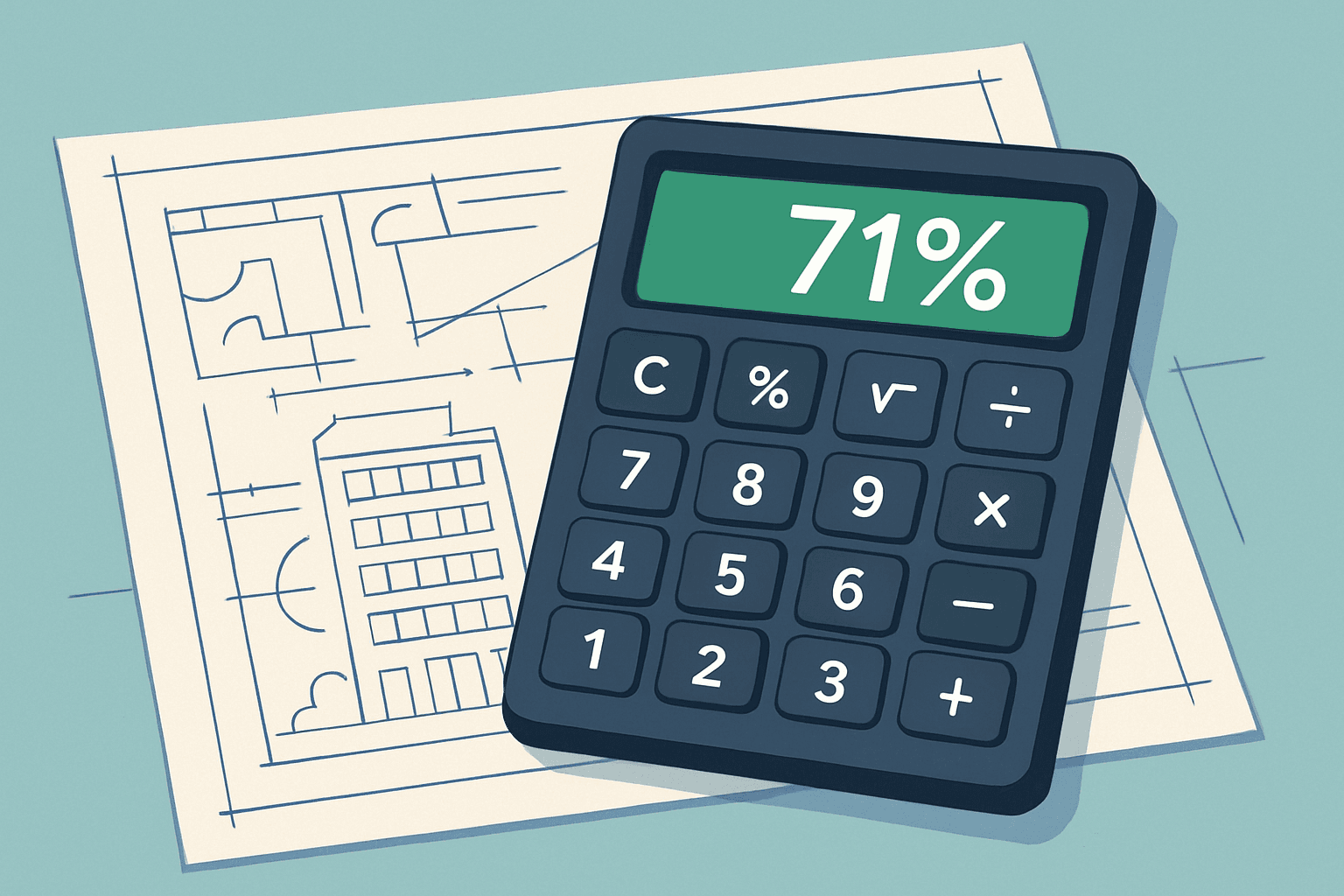 Calculator Overlayed on Building Blueprints