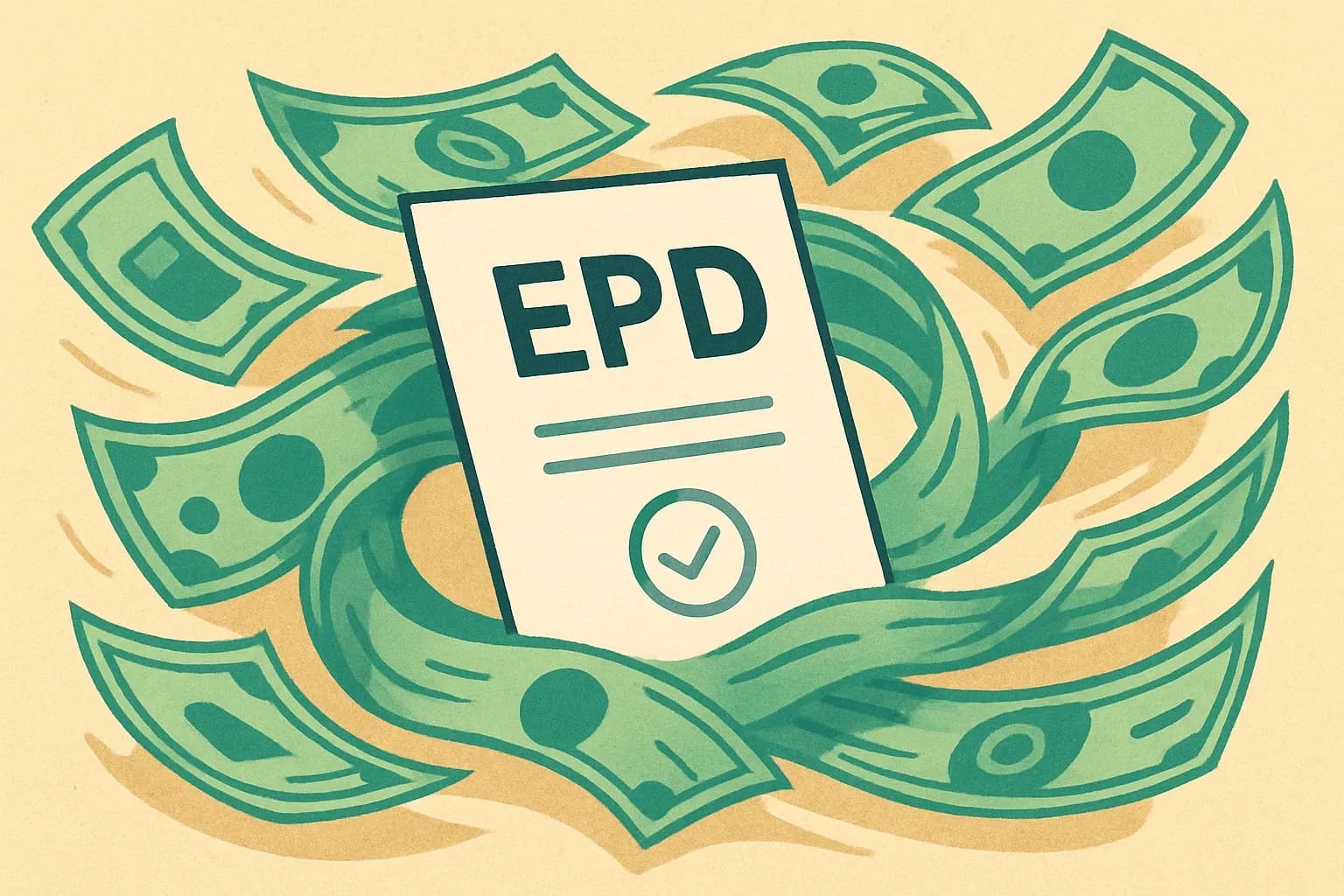 An EPD in a flow of bills/money.