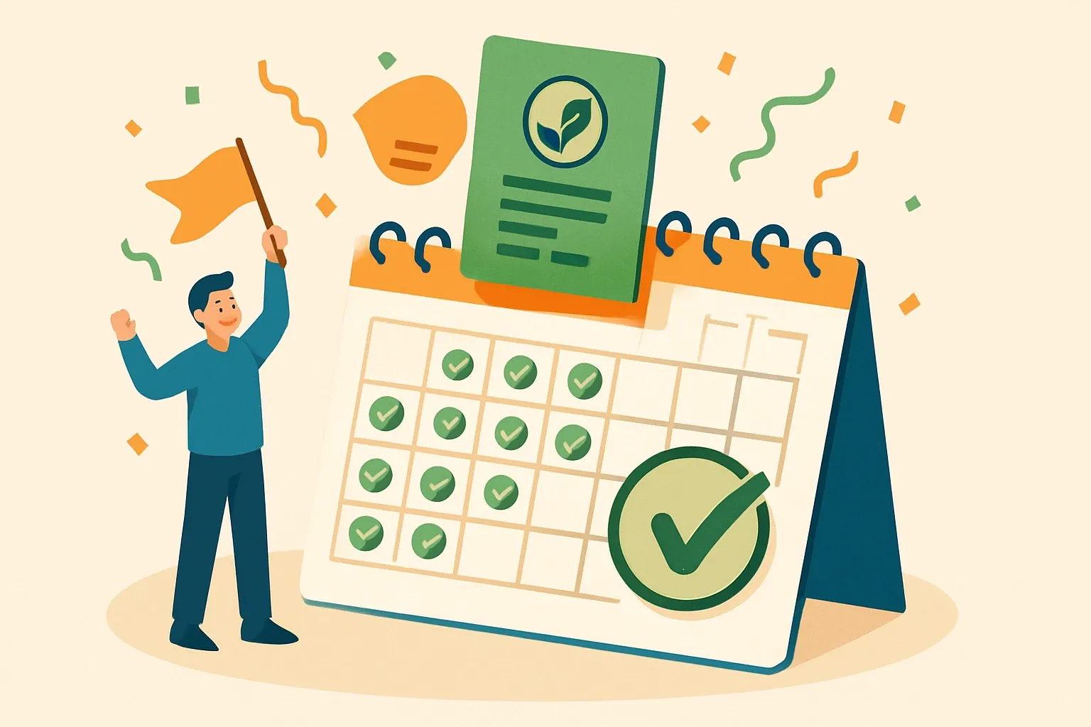 Generate an illustration for an article following this concept:

Congrats on a Big EPD Batch Release
Quick confirmation needed to nail this story and keep it accurate for specifiers. Please share the manufacturer’s name, EC3 ID or domain, how many new EPDs were released, and the exact release date window with calendar dates. With that, we’ll pull verified details from EC3 and the company site to publish a crisp, competitive analysis that helps your sales team win more specs.

Ensure that you use no text, as this illustration will be used on international translations of the article..

Use an illustrative style (e.g. isometic) and don't generate in a photorealistic style.