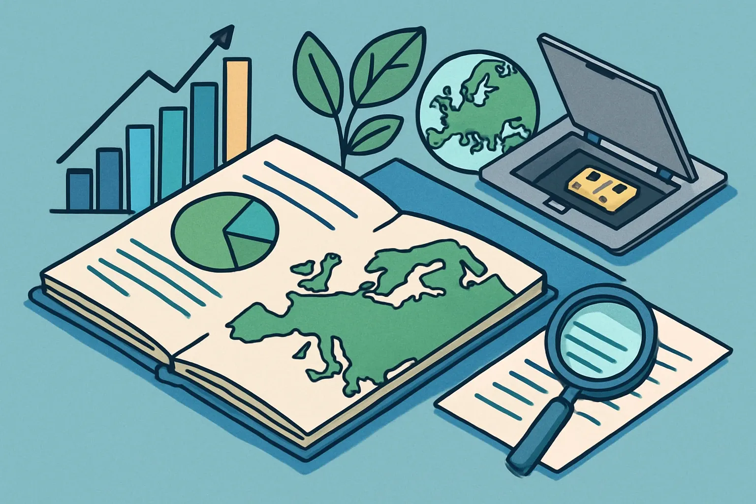 Generate an illustration for an article following this concept:

EPDs for Floor Boxes in Europe, data based guide
Planning a product specific EPD for floor equipment boxes in Europe in 2026 and want the full lay of the land fast. Here is the definitive, numbers first guide based on what specifiers actually see. We also cover synonyms you will meet in searches, like floor boxes, recessed floor outlet boxes, floor service boxes and poke thru devices.

Ensure that you use no text, as this illustration will be used on international translations of the article..

Use an illustrative style (e.g. isometic) and don't generate in a photorealistic style.