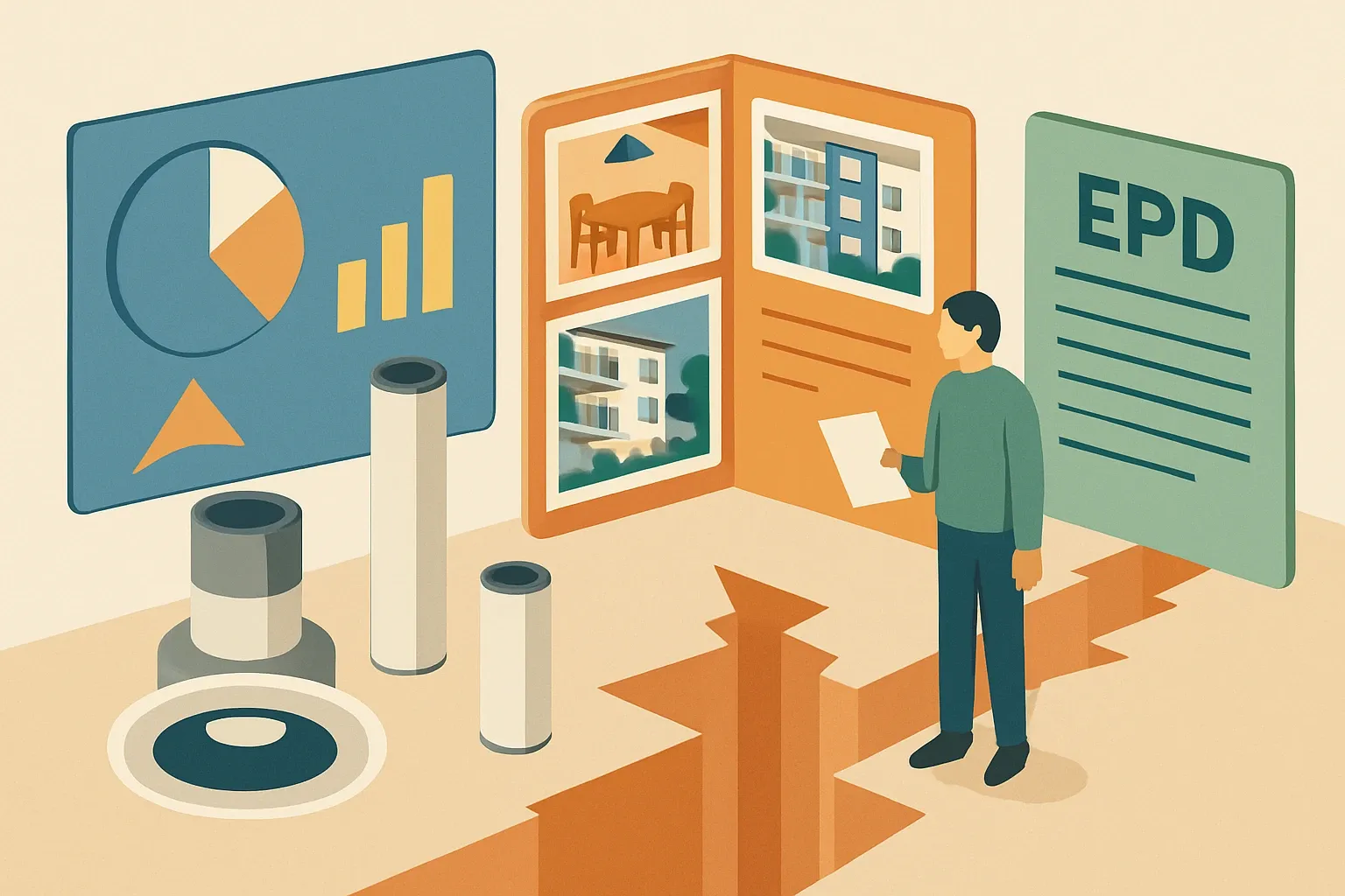 Generate an illustration for an article following this concept:
Visual Comfort Architectural: products, portfolio, and EPD gaps
Visual Comfort Architectural sits at the pro end of the Visual Comfort family, with a deep bench of recessed downlights, trims, and cylinders found across hospitality, multifamily, and high‑end residential projects. If your sales team hears “send an EPD,” this brand’s current coverage is thin compared to several rivals, which can quietly cost specs where documentation is a pass‑fail filter.
Ensure that you use no text, as this illustration will be used on international translations of the article..
Use an illustrative style (e.g. isometic) and don't generate in a photorealistic style.