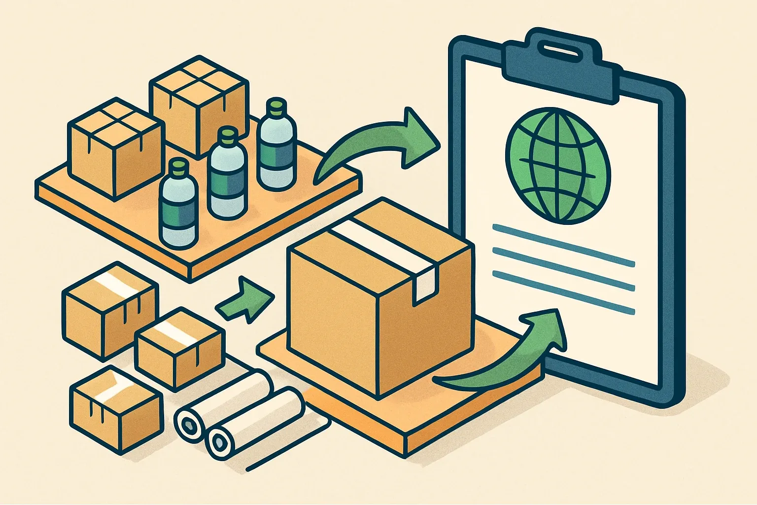 Generate an illustration for an article following this concept:
Get More Coverage From Your EPDs
If your catalog runs to hundreds or even thousands of SKUs, publishing one EPD per item is a fast way to burn calendar and budget. The smarter play is bundling similar products into representative groups and using scaling factors where the math holds. That way one declaration, or a tight set, can legitimately cover the breadth of your line without cutting corners on verification.
Ensure that you use no text, as this illustration will be used on international translations of the article..
Use an illustrative style (e.g. isometic) and don't generate in a photorealistic style.