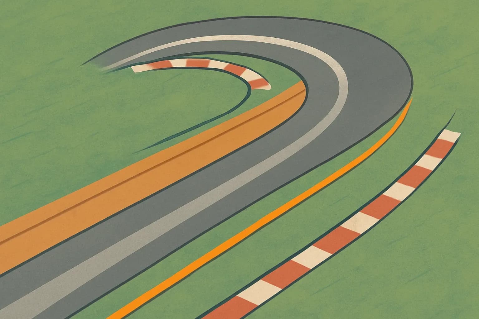 Two sets of racing lines on a track. One line is a broad gray band labeled 'Industry average.' A second line is a thin, bright band labeled 'Your product.' The thin line cuts a cleaner arc, visually suggesting reduced carbon per meter of pipe.