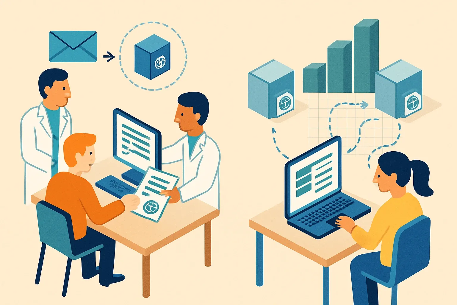 Generate an illustration for an article following this concept:
Design EPD Data for Self‑Serve, Repeatable Scale
Most teams chase EPDs one SKU at a time, then repeat the same supplier emails and lab scrambles on the next request. It works until sales needs five more declarations this quarter. Treat the first wave as an investment in a reusable data model and the math flips. The next EPD configures instead of re‑collects. The portfolio gets faster, not heavier.
Ensure that you use no text, as this illustration will be used on international translations of the article..
Use an illustrative style (e.g. isometic) and don't generate in a photorealistic style.