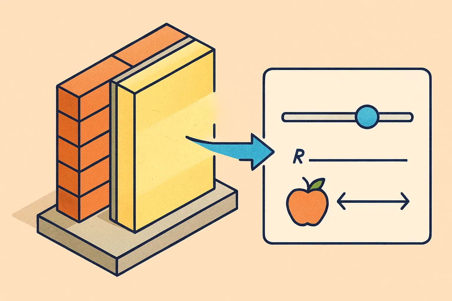 A simple visual showing a wall section with sliders for thickness and R‑value that convert to the declared unit used in EPDs, highlighting where apples‑to‑apples comparisons happen.