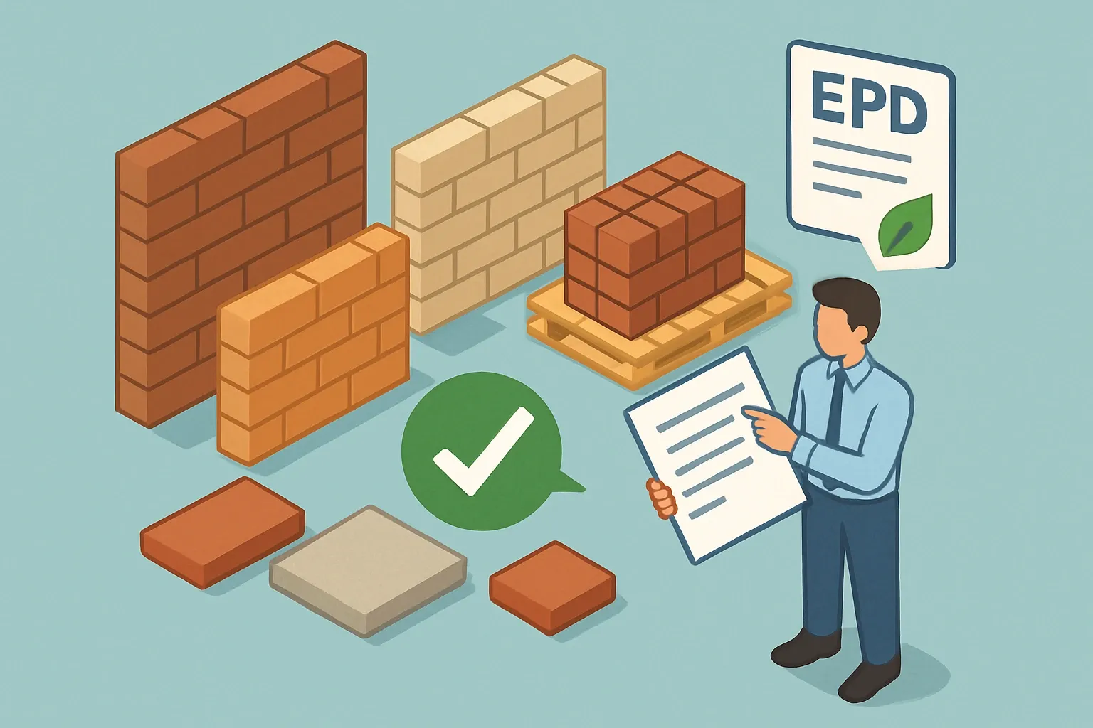 Generate an illustration for an article following this concept:
PGH Bricks & Pavers: EPD coverage at a glance
Specifiers are increasingly filtering shortlists by whether a product has a third‑party verified EPD. If PGH Bricks & Pavers is on your radar, here’s a fast read on what they make, how broad the range is, and where enviromental reporting stands today so sales teams don’t leave specs on the table.
Ensure that you use no text, as this illustration will be used on international translations of the article..
Use an illustrative style (e.g. isometic) and don't generate in a photorealistic style.