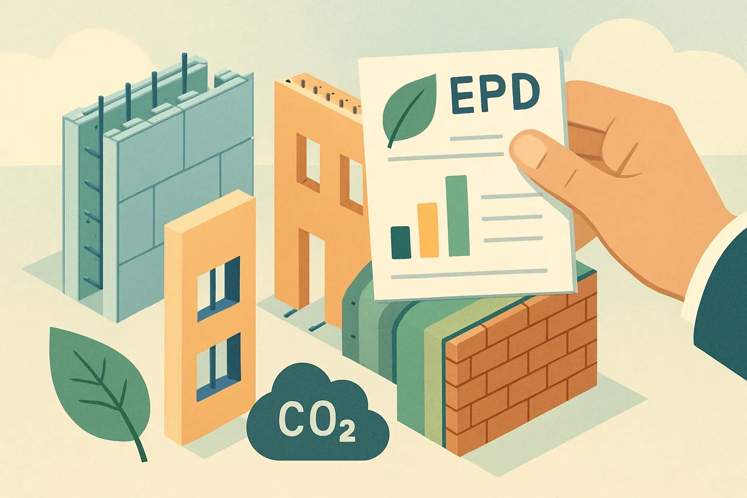 Generate an illustration for an article following this concept:
EPDs for unconventional systems: win the carbon case
Innovative assemblies like ICF walls, tilt‑up with GFRP reinforcement, and hybrid envelopes are often held to a tougher carbon standard than familiar steel or precast. The fix is not louder marketing. It is product‑specific, third‑party verified EPDs paired with simple, decision‑grade comparisions that show mass, service life, and performance in one view designers can act on.
Ensure that you use no text, as this illustration will be used on international translations of the article..
Use an illustrative style (e.g. isometic) and don't generate in a photorealistic style.