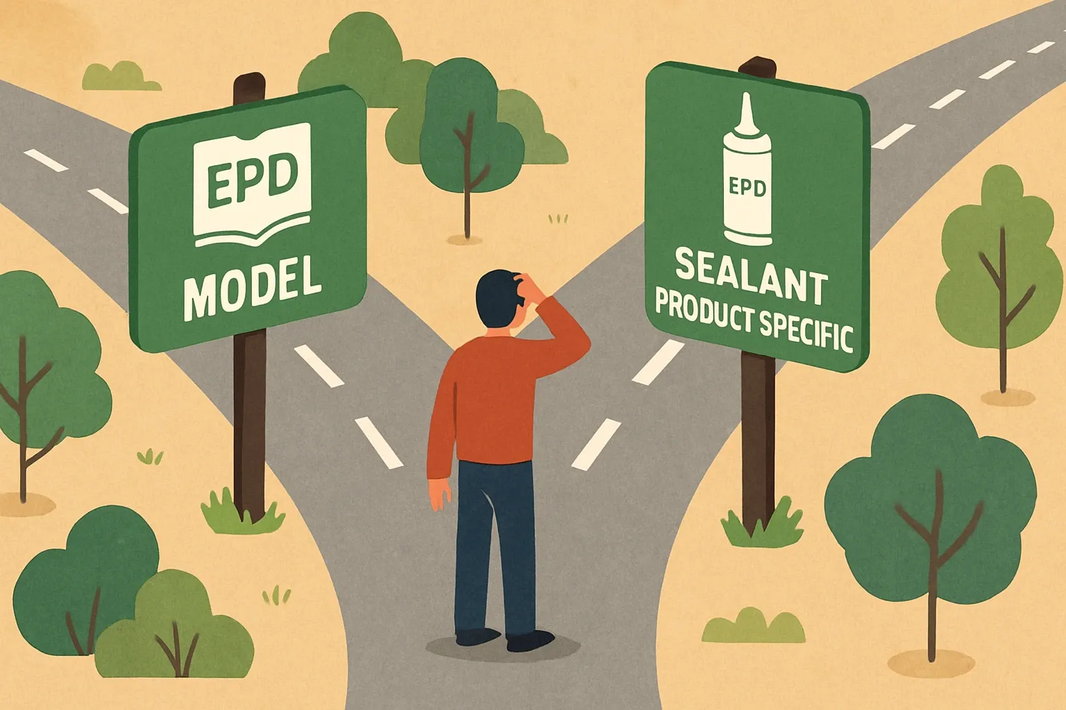 Generate an illustration for an article following this concept:
Model vs Product‑Specific Type III EPDs for Coatings & Sealants
Coatings and sealant manufacturers face a fork in the road. Use a model or industry‑wide EPD that gets you into early design conversations, or invest in a product‑specific Type III EPD that carries more weight in credits and specs. The right call depends on portfolio strategy, data readiness, and how hard competitors are pushing their own declarations.
Ensure that you use no text, as this illustration will be used on international translations of the article..
Use an illustrative style (e.g. isometic) and don't generate in a photorealistic style.