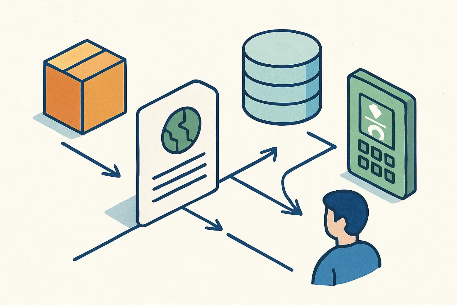 A clean flow diagram showing product data flowing to an EPD, then to the B‑EPD database, then branching to a TOTEM calculator icon used by designers.