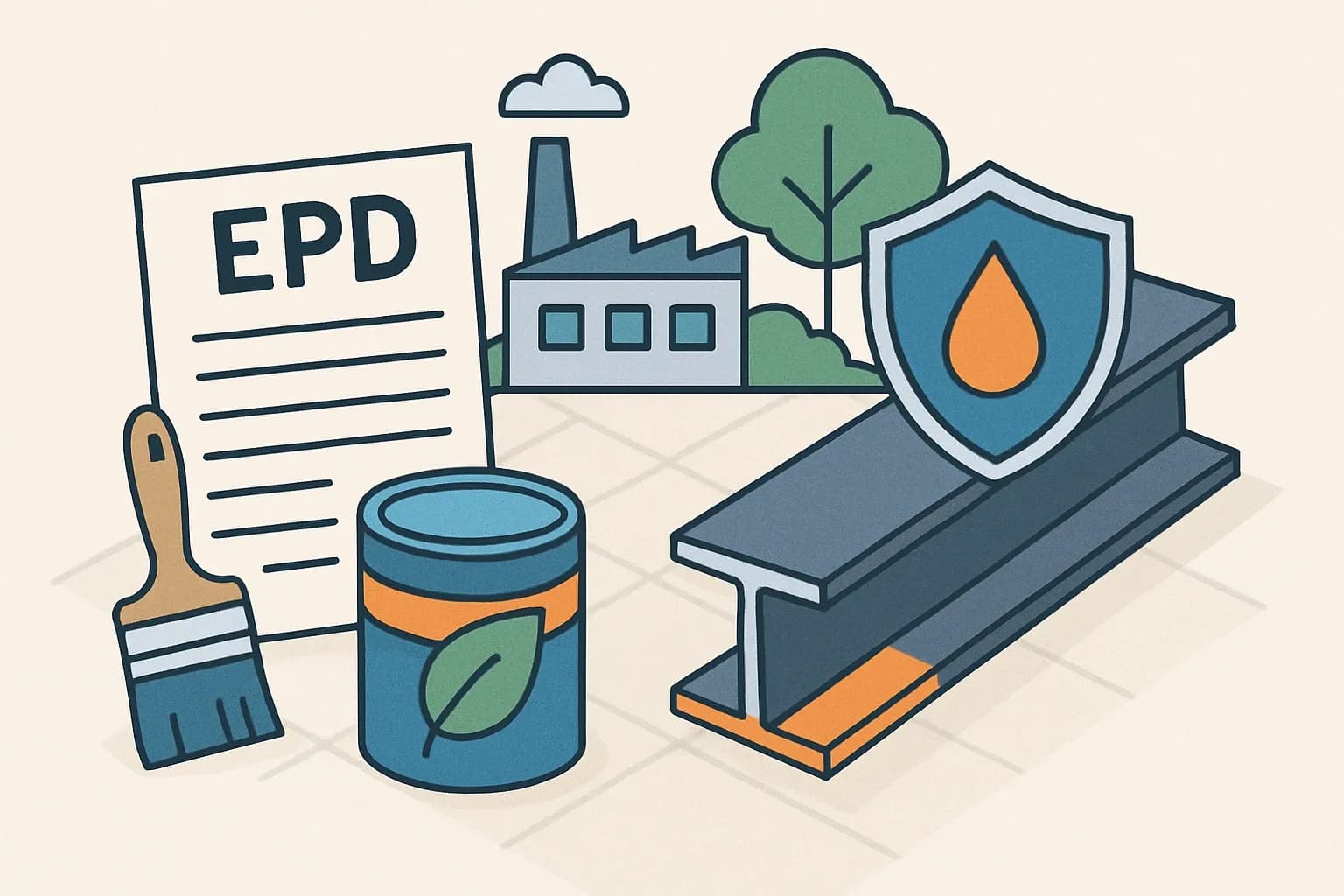 Generate an illustration for an article following this concept:
Industry‑wide EPDs for anticorrosion coatings?
Short answer first. There is no recognized industry‑wide EPD, also called a sector average EPD, dedicated to anticorrosion coatings today. If you make primers, epoxies, zinc‑rich systems, or polyurethane topcoats that protect steel, the available EPDs are product‑specific from individual manufacturers. Read on for region‑by‑region context, who already publishes, and why a product‑specific EPD wins you more specs.
Ensure that you use no text, as this illustration will be used on international translations of the article..
Use an illustrative style (e.g. isometic) and don't generate in a photorealistic style.